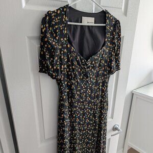 Pink Martini Lala Black Floral Sweetheart Midi Dress – Size L